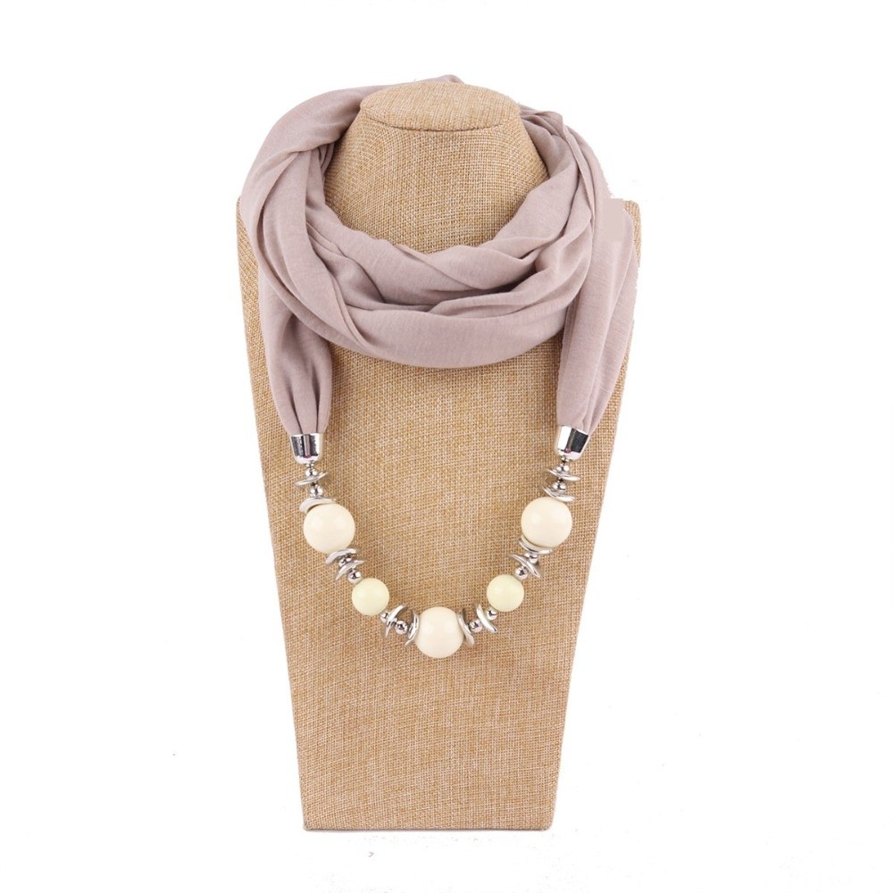 Infinity Scarf Knit - Neuer Chiffon-Schal mit Perlen, einfarbiger Infinity-Schal