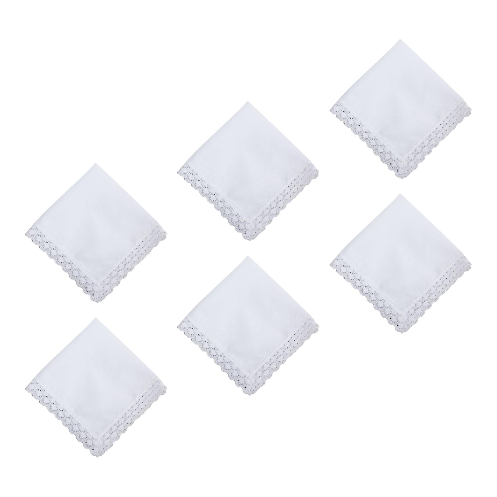 Handkerchief Cotton Men - 6x Reinweiße Spitzen-Taschentücher für Hochzeiten, zum