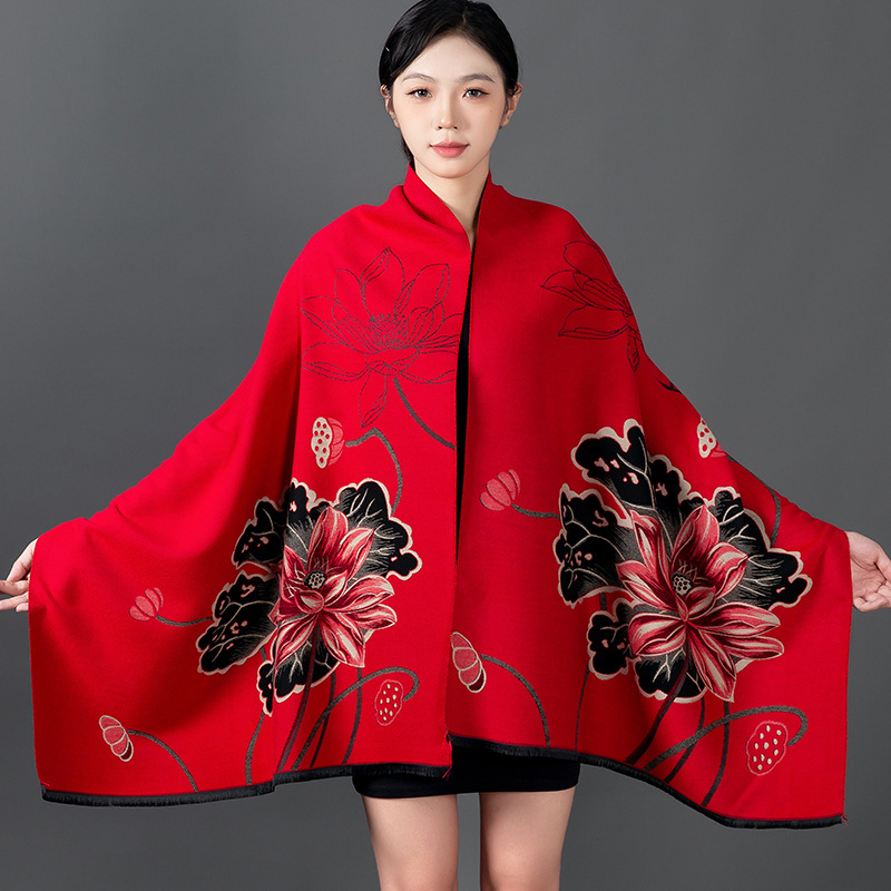 Woven Scarf Blanket - Frauen Winter Schal Kaschmir Schal Floral