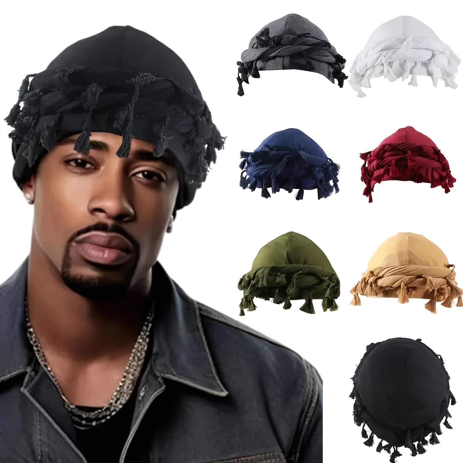 Ascot Neck Scarf - Vintage Twist Kopftuch Durag mit Quaste