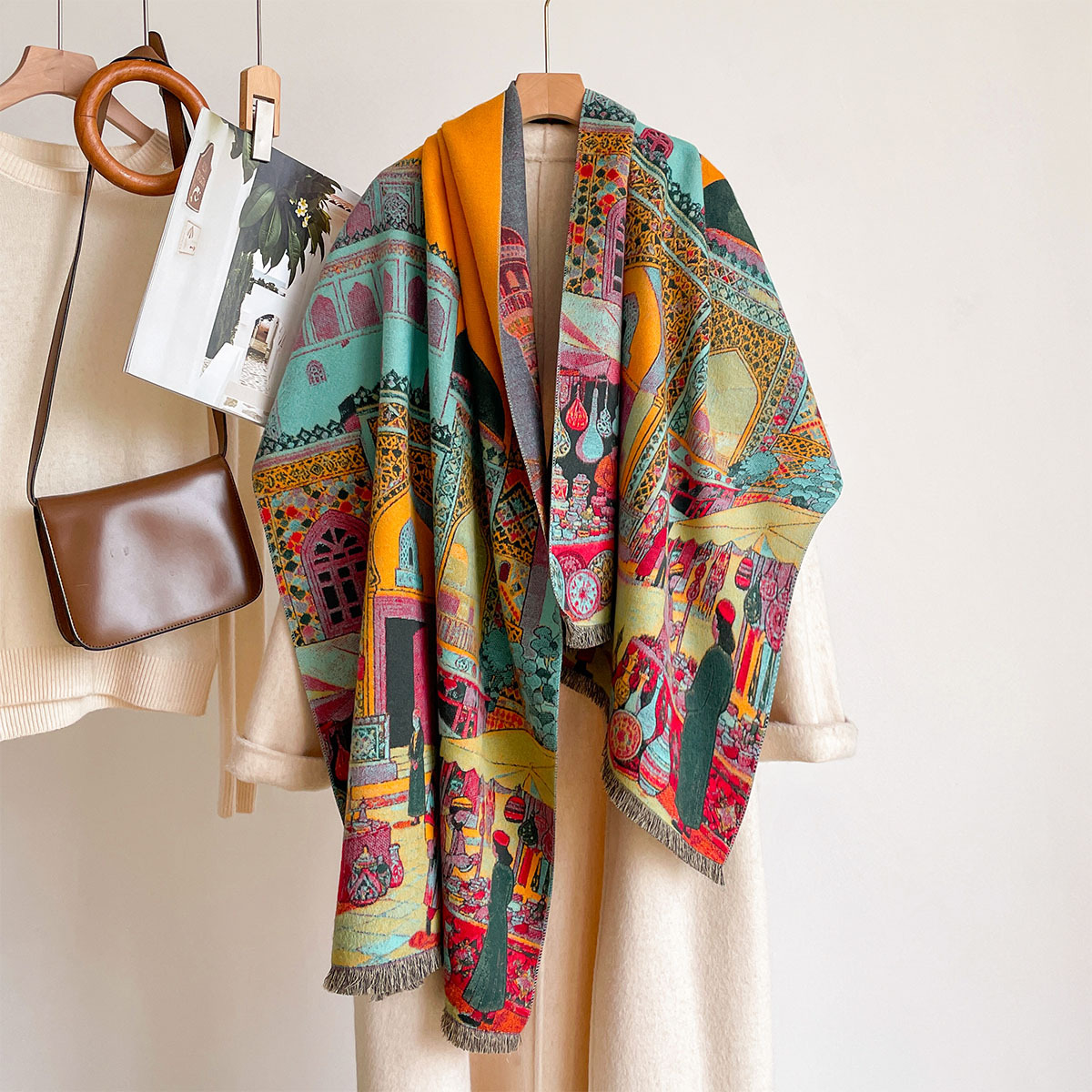 Pashmina Wrap Large - Damen-Schal aus Kaschmir-Imitat, Wendeschal, Winter, dick,