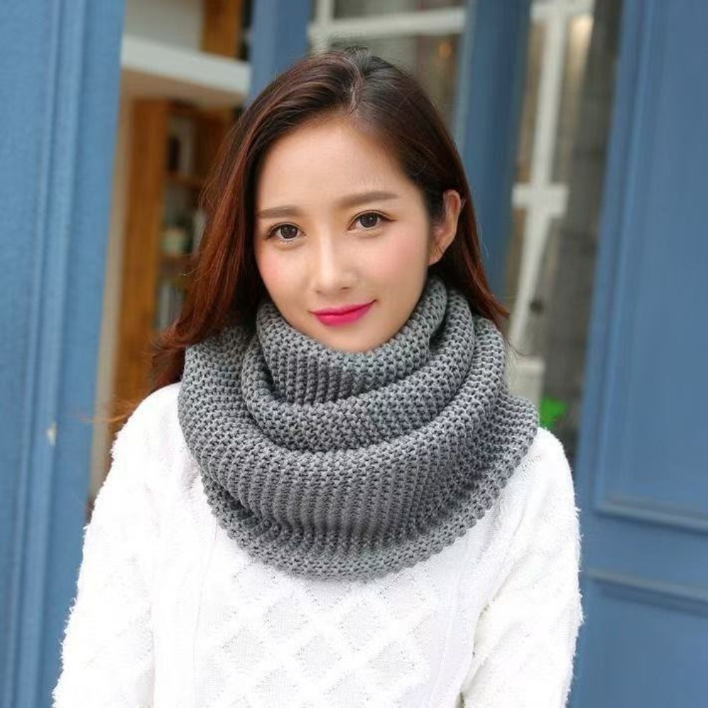 Infinity Scarf Knit - Warmer, einfarbiger Infinity-Schleifenschal, atmungsaktiv, winddicht, dicker