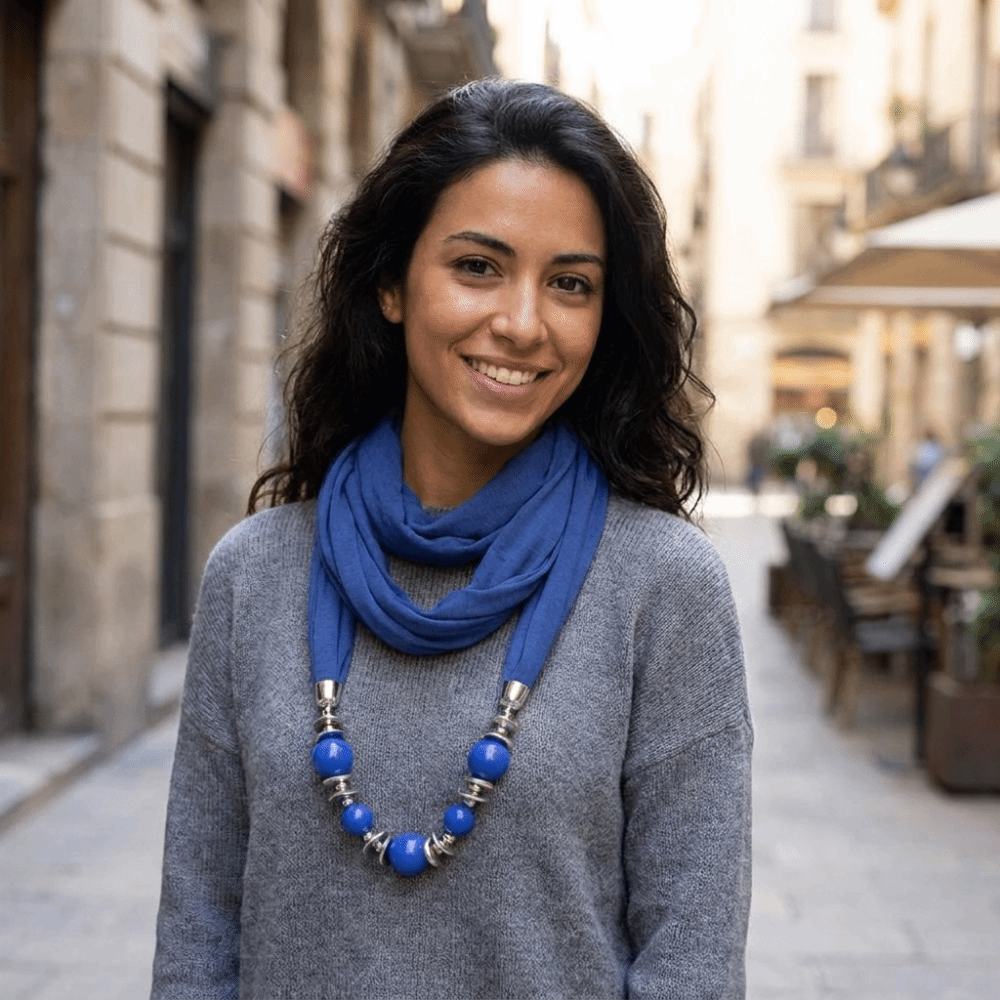 Infinity Scarf Knit - Neuer Chiffon-Schal mit Perlen, einfarbiger Infinity-Schal