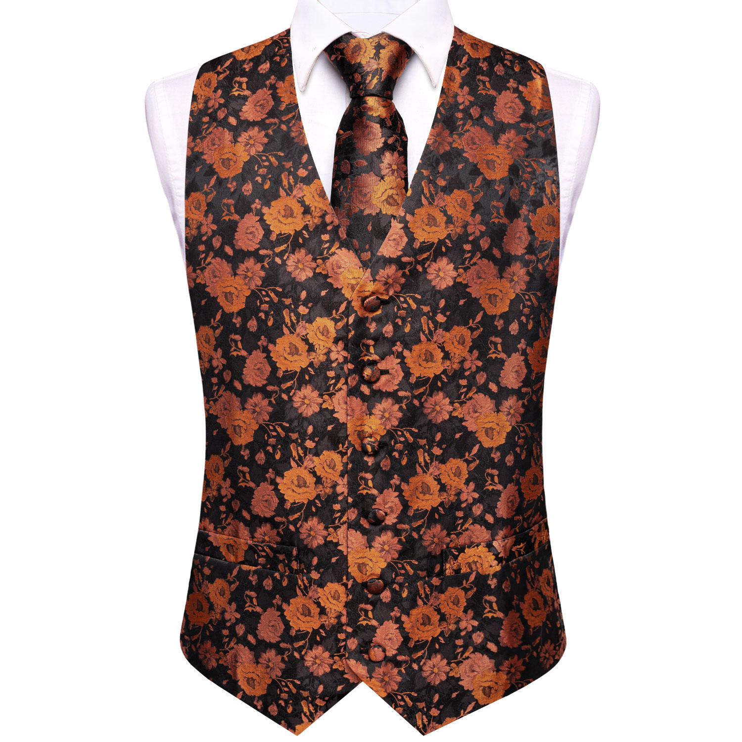 Schwarzbraunes Blumenmuster He – Pocket Square Set Bewertung und Preis